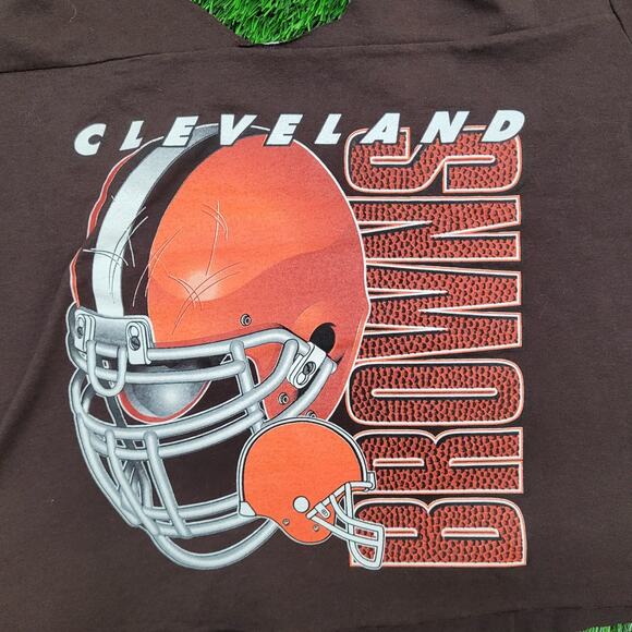 Vintage 80s Cleveland Browns Shirt XS/S 18x19 Boxy Cropped Football - Picture 7 of 12